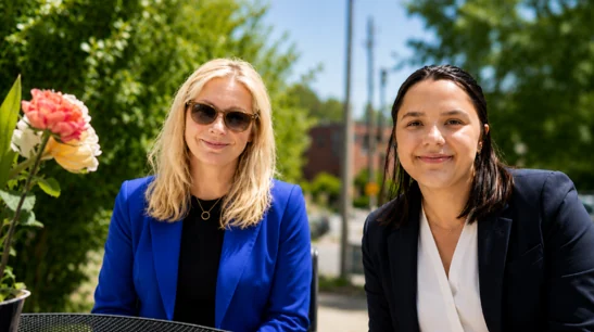Two Triangle Divorce Lawyers attorneys sitting outside on a sunny afternoon